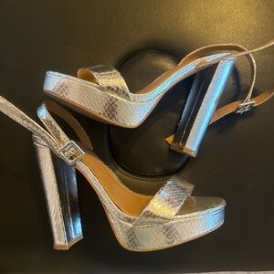 ASOS Shimmering Silver Platform Sandals